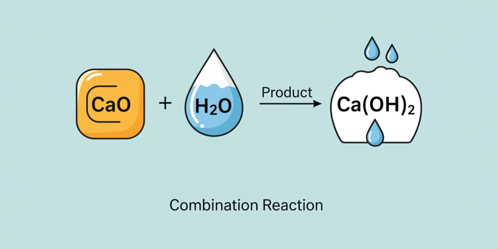CaO + H2O reaction forming Ca(OH)2 graphical representation