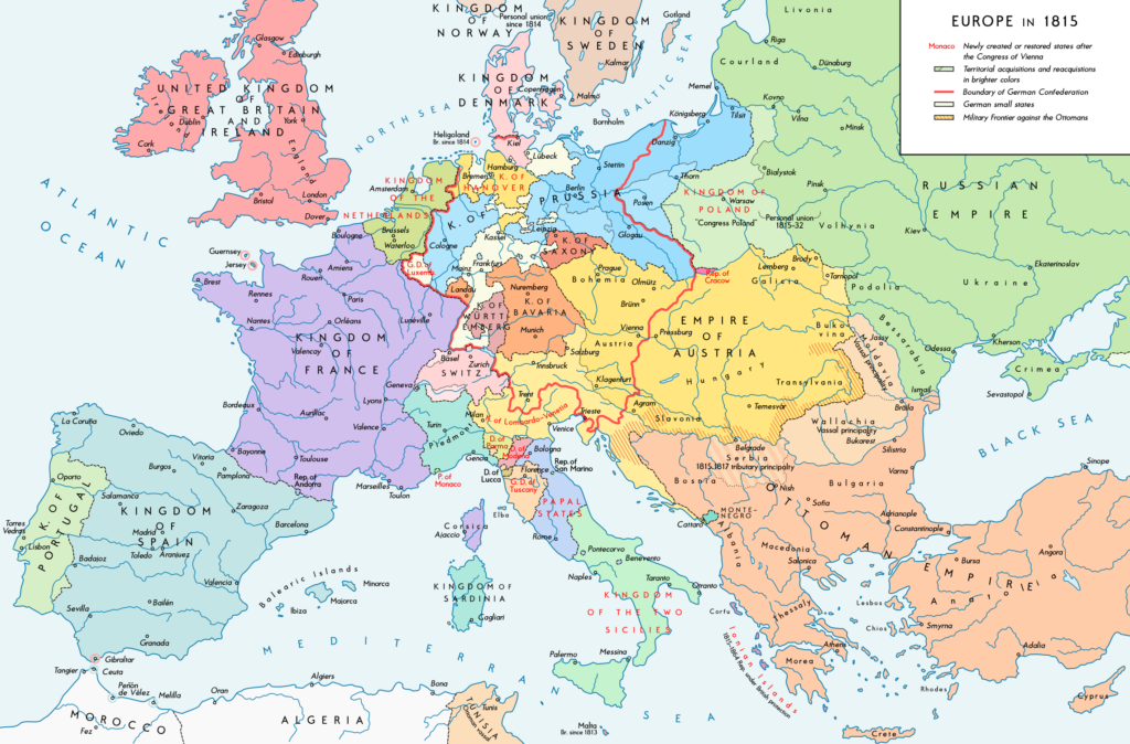 The Rise of Nationalism in Europe Notes - Europe Map in 1815